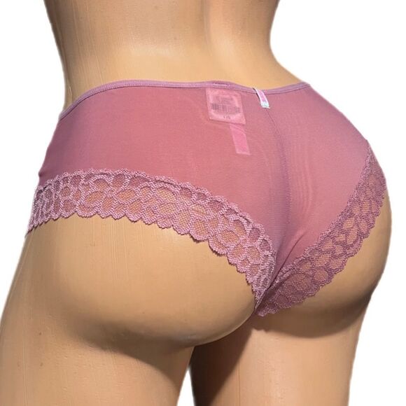 Victorias Secret Pink Sexy Lace mesh extra low Rise Cheekster   panty mauve L - Picture 3 of 3